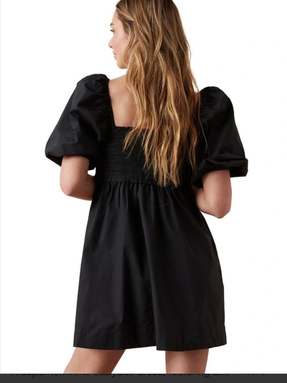 American Eagle Black Puff-Sleeve Mini Dress - Elegant Square Neck